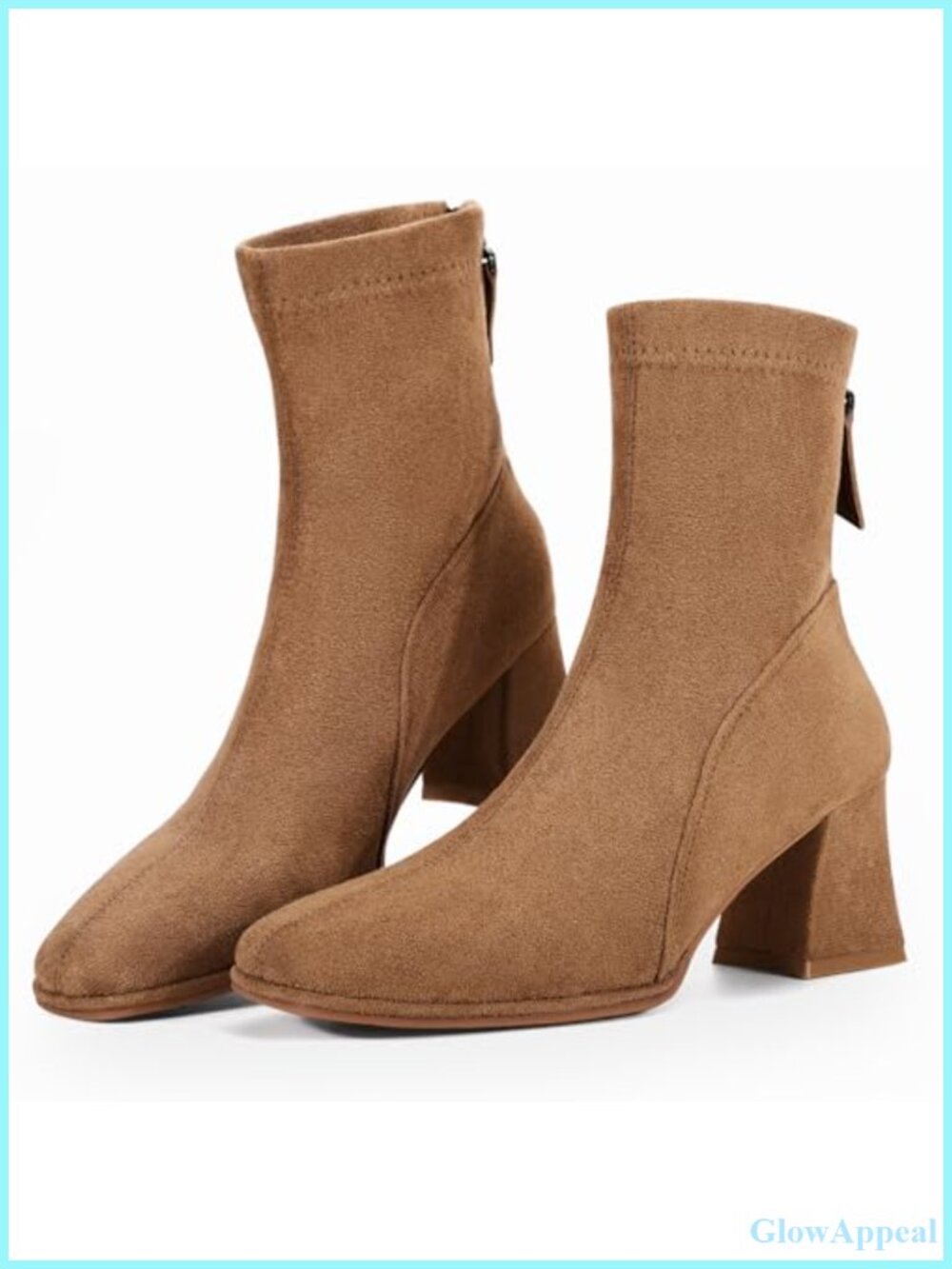 Faux Suede Square Toe Ankle Boots Block Heel Chelsea Booties
